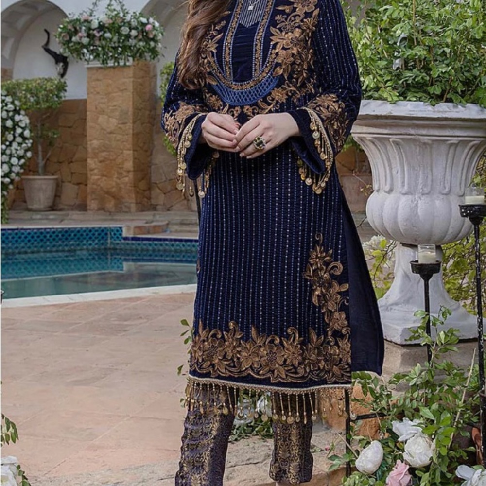 Winter Collection MELODIC BLUE 5000 micro Velvet 3 pc -Ready to wear